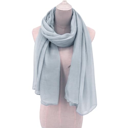 vimate Lightweight Scarf for Women Fashion Head Cover Hijab Cotton Voile Scarf Shawl Wrap for Spring Fall Winter Season - color: G3#.style 52-grey