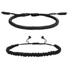 1/2Pcs Set Tibetan Rope Braided Rope String Adjustable Bracelet for Women Men Jewelry Handmade Bohemian Lucky Protection Bracelet Colorful - color: 2 black