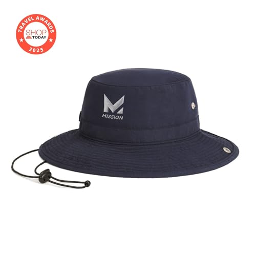 MISSION Cooling Bucket Hat - Unisex Wide-Brim Hat for Men & Women - Lightweight, Foldable & Durable - Cools Up to 2 Hours - color: Navy