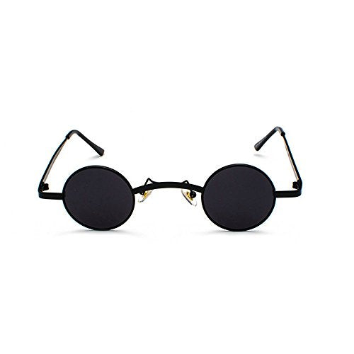 mincl/punk Small Chic Fashion Vintage Round Sunglasses Metal Frame - color: Black