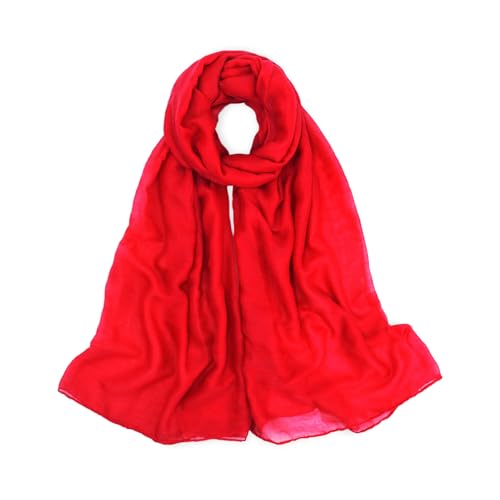 vimate Lightweight Scarf for Women Fashion Head Cover Hijab Cotton Voile Scarf Shawl Wrap for Spring Fall Winter Season - color: I1#.style 59-red