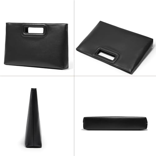 Top Handle Clutch Handbags for Women, Evening Handbag Shoulder Crossbody Purse with Gold Chain - color: Pu Black