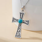 Turquoise Necklaces 925 Sterling Silver Western Necklace Boho Jewelry for Men Women Her Birthday Valentines Day Gifts - style: 5-Cross Necklace