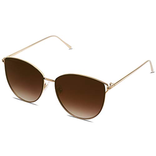 SOJOS Mirrored Flat Lens Fashion Sunglasses for Women SJ1085 - color: Gold/Brown
