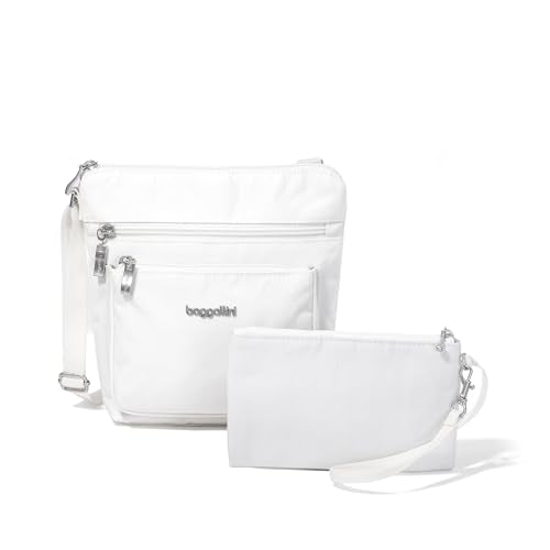 Baggallini Pocket Crossbody Bags for Women 8x8 Small Lightweight Durable Water-resistant Travel Purse W/Rfid - color: White