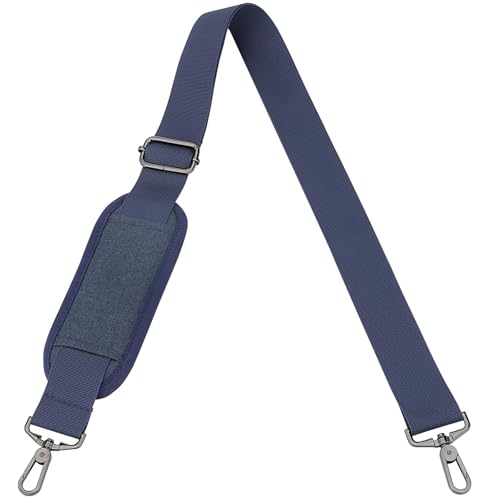 RAINYEAR Shoulder Strap for Bag, Adjustable Soft Padded Replacement Shoulder Strap with Metal Hooks for Messenger Bag - color: Navy Blue