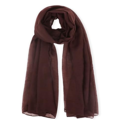 vimate Lightweight Scarf for Women Fashion Head Cover Hijab Cotton Voile Scarf Shawl Wrap for Spring Fall Winter Season - color: G1#.style 51-coffee