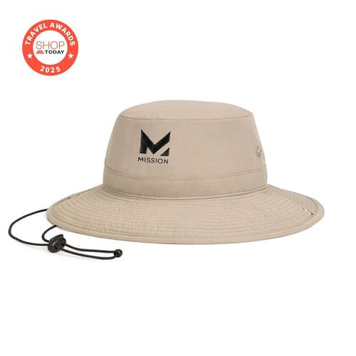 MISSION Cooling Bucket Hat - Unisex Wide-Brim Hat for Men & Women - Lightweight, Foldable & Durable - Cools Up to 2 Hours - color: Khaki