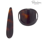 Parcelona French Classic Brown Shell Bun Holder Cover Hair Slider Pin Thru Hair Barrette Clip with Stick