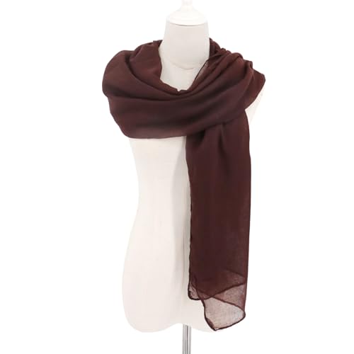 vimate Lightweight Scarf for Women Fashion Head Cover Hijab Cotton Voile Scarf Shawl Wrap for Spring Fall Winter Season - color: G1#.style 51-coffee