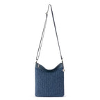 The Sak Lucia Crossbody Bag in Crochet, Convertible Purse with Adjustable Shoulder Strap - color: Denim Tonal Straw