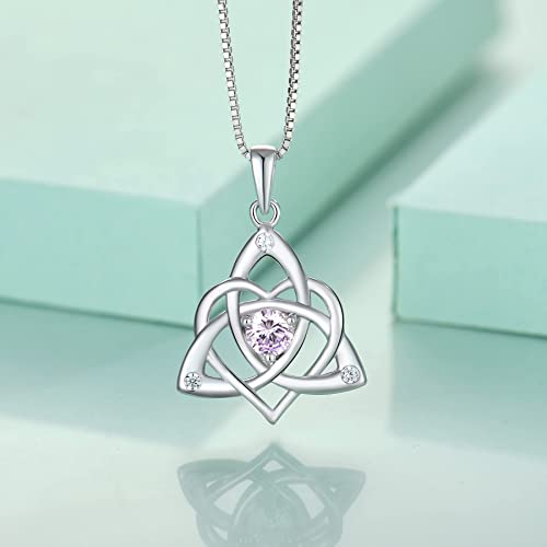 STARCHENIE Celtic Knot Necklace for Women 925 Sterling Silver Trinity Love Knot Pendant Birthstones Jewelry - color: 6-alexandrite-Jun