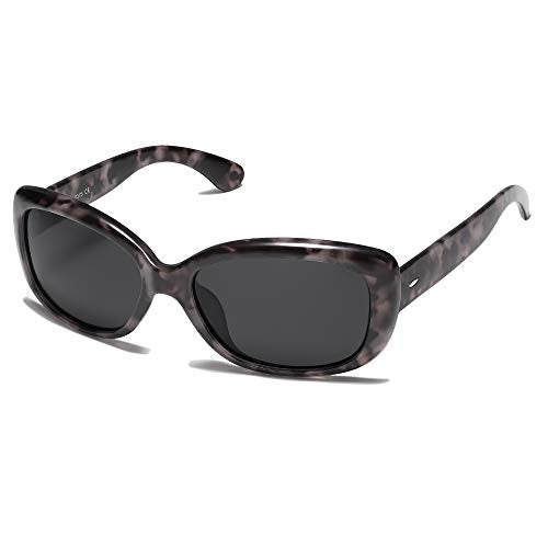 SOJOS Vintage Square Sunglasses for Women Polarized UV Protection Havana Frame SJ2111 - color: Black Tortoise/Grey