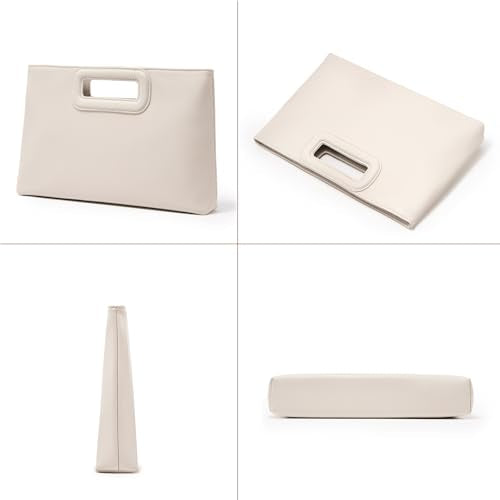 Top Handle Clutch Handbags for Women, Evening Handbag Shoulder Crossbody Purse with Gold Chain - color: Offwhite