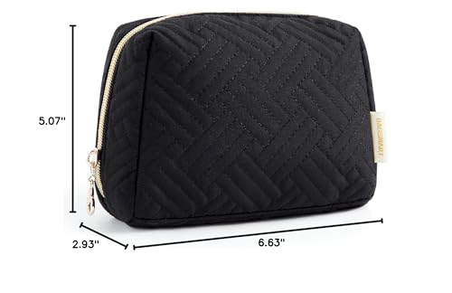BAGSMART Small Makeup Bag, Travel Cosmetic Bag Make Up Pouch Small Travel Zipper Pouch,Water-resistant Toiletry Bag,Makeup Organizer Bag for Women, Black - color: 01-Black