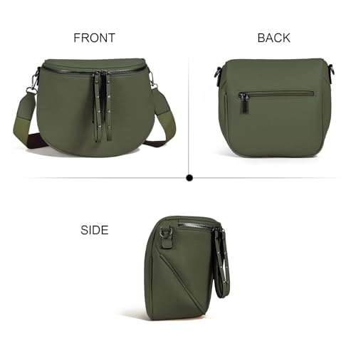 Crossbody Bags for Women, Large Vegan Leather Trendy Bum Bag - color: Dark Harbor Green