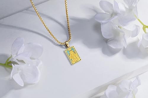 Hecate Tarot Card Necklace Triple Moon Hekate Goddess of Witches Pendant for Women Men 925 Sterling Silver 18k Gold Plated Hecate Ancient Greek Mythology Witchcraft Magic Amulet Jewelry Gift - style: Hecate Tarot Card Necklace-A