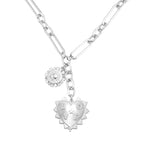 ORIGENCE Sun Heart Necklace for Women 18K Gold Plated Heart Pendant Necklace Chunky Chain Choker Necklaces Hip Hop Charm Necklaces Trendy Unisex Jewelry - style: HCharm-Silver