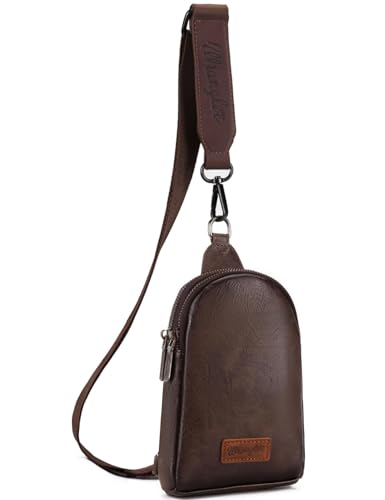 Wrangler Small Sling Bag for Women, Leather Crossbody Bags Cross Body Purse Fanny Packs with Adjustable Strap for Gift - color: Classic-coffee