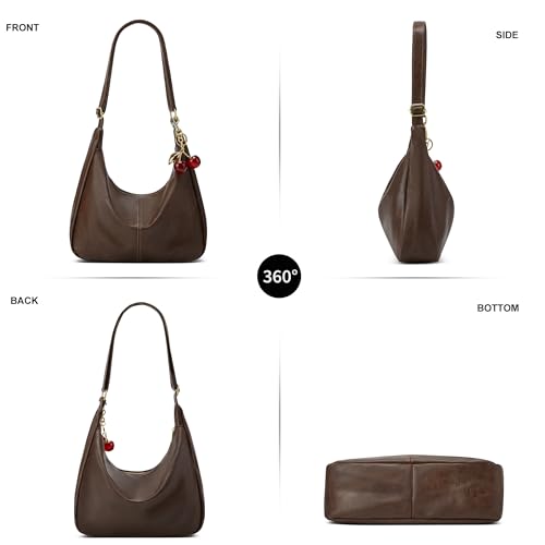 Hobo Bags for Women Leather,Foldable Slouchy Shoulder Purse Crossbody Handbag,Soft Vegan Brown Tote Casual Everyday Handbags - color: Wy22-a