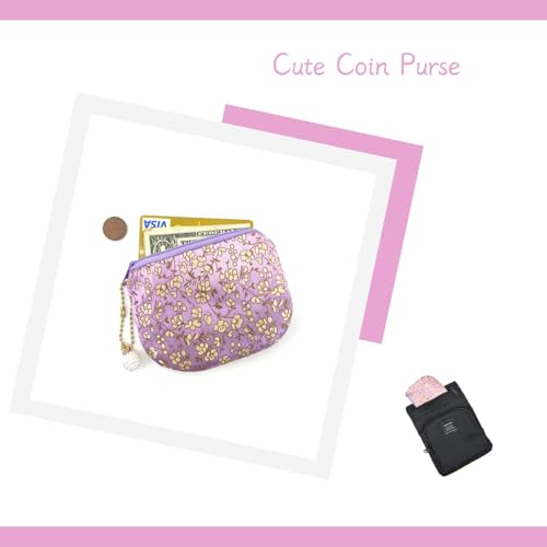 Handmade Women Coin Purse Rosary Pouch Silk Jewelry Bag Brocade Zipper Wallet - Violet - color: Violet