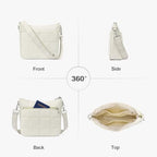 Anti Theft Crossbody Bags for Women,Quilted Puffer Travel Purses Shoulder Hobo Bag Handbag with Guitar Strap - color: Beige