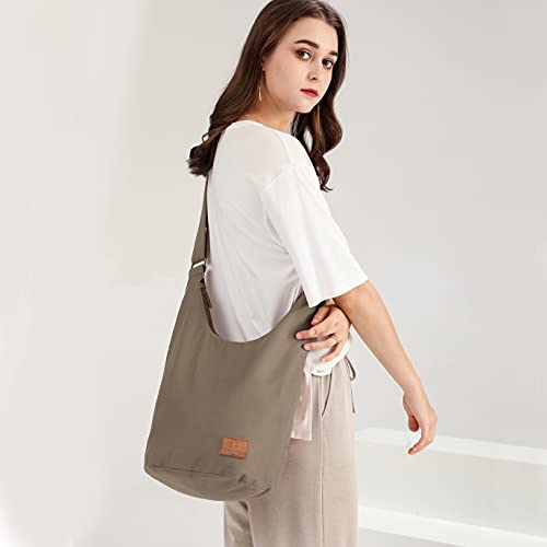 Coton Pose Women Hippie Crossbody Bag - Top Zip Large Capacity Canvas Sling Bag - Jacquard Cloth Handmade - color: Dark Green