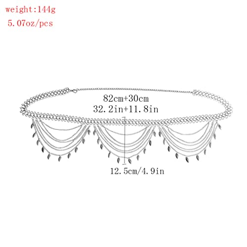 Fashion Bikini Waist Chain Beach Belly Body Chains Waist Chain Body Accessory for Women - color: Silver