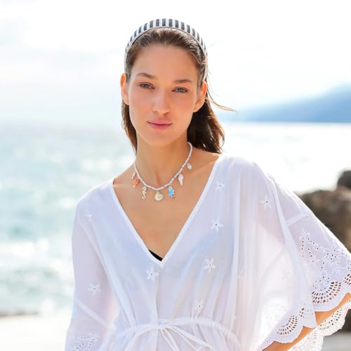 Pearl Choker Necklaces With Multi Beach Charms Shell Conch Starfish Jewelry - style: XL22601A