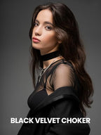 3-Pack Chokers — Velvet (1.5") + Leather (0.6") + Heart Pendant, Adjustable 12–18", Stainless Steel Hardware, 90s/Goth Layering Set — Black | Red | Green | White - color: Black