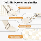 Spacious Nylon Checkered Crossbody Bum Bag for Women, Fashion Checkerboard Fanny Pack Purse with Anti-theft Pocket, Adjustable Wider Strap Wasit Bag (Beige) - color: Beige