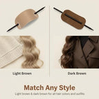 Leather Hair Barrette with Stick, 2 Pack Cream and Brown Faux Leather Ponytail Holder, 3.9 x 2 In Hair Clip with Stick for Buns Updos and Long Hair, Leather Hair Accessories for Women