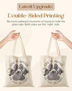 Miss Adola Canvas Tote Bag with Zipper – Cute Canvas Bags for Women Aesthetic Design Reusable Totes for Shopping Work Travel - style: Dog Paw