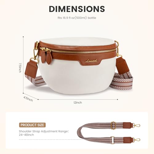 LOVEVOOK Fanny Packs for Women Cross Body, Vegan Leather Belt Bag for Women, Waterproof Sling Purse Fashion Waist Pack Designer Chest Bum Bag with Boho Style Strap - color: Beige Brown, size: M