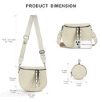 Crossbody Bags for Women, Large Vegan Leather Trendy Bum Bag - color: Beige
