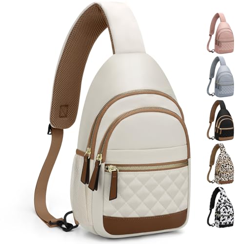 Capolo Sling Bag for Women Men Waterproof Crossbody Bags for Women Trendy Casual Fanny Pack with Convertible Shoulder Strap Chest Bag for Travel Hiking(Beige, Large) - color: Beige, size: Large
