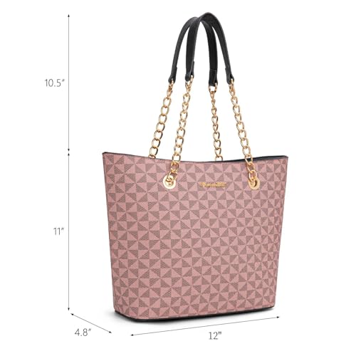 Montana West Tote Bag for Women Chain Top-handle Handbags - color: Pink