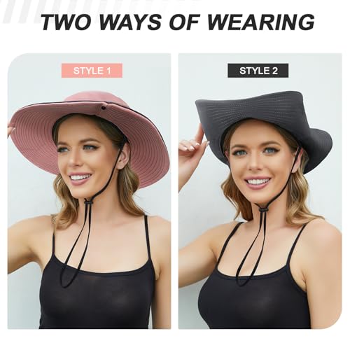 Womens Sun Hat - Sun Hats for Women with Ponytail Hole, Foldable Wide Brim Cooling Mesh Beach Fishing Hat for Outdoor - color: Blue & Grey