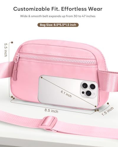 Pritent Fanny Packs for Women Cross Body Bag Waterproof Belt Bag with Adjustable Strap and Zipper Back Pocket Small Crossbody Bags Fashion Waist Packs for Workout Travelling(Light Pink) - color: Light Pink, size: Small
