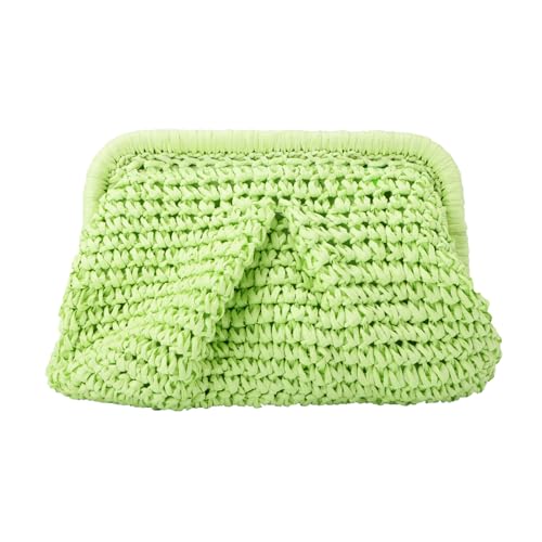 Emprier Straw Clutch Purses for Women Cloud Dumpling Pouch Straw Crossbody Shoulder Handbag Summer Beach Woven Bag - color: Green