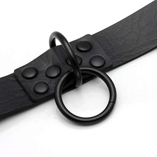 Eigso Vintage Punk Goth Studded Rivet Pu Leather Collar Choker Necklace with Spikes Adjustable - color: E-Black