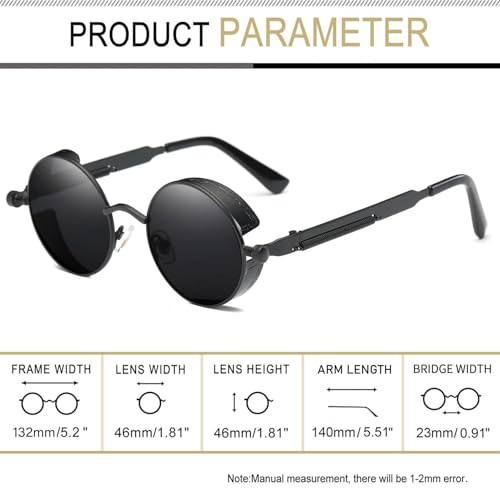 Joopin Retro Small Round Sunglasses Hippie Circle Sun Glasses Polarized UV400 Protection Metal Shades for Men Women - color: A20-polarized Hippie Black