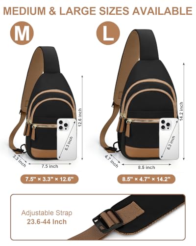 Capolo Sling Bag for Women Men Waterproof Crossbody Bags for Women Trendy Casual Fanny Pack with Convertible Shoulder Strap Chest Bag for Travel Hiking(Black, Large) - color: Black, size: Large