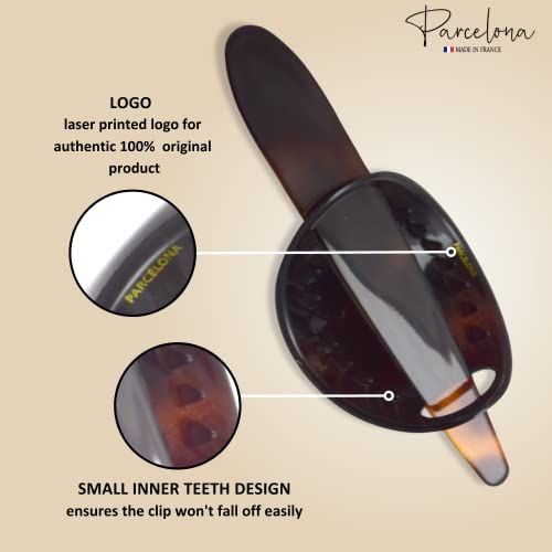 Parcelona French Classic Brown Shell Bun Holder Cover Hair Slider Pin Thru Hair Barrette Clip with Stick