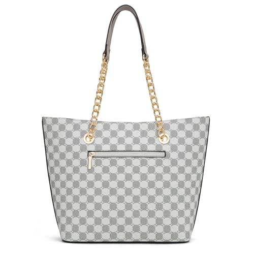 Montana West Tote Bag for Women Chain Top-handle Handbags - color: Beige/Grey