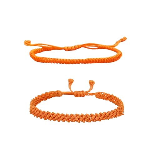 1/2Pcs Set Tibetan Rope Braided Rope String Adjustable Bracelet for Women Men Jewelry Handmade Bohemian Lucky Protection Bracelet Colorful - color: 2 orange