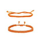 1/2Pcs Set Tibetan Rope Braided Rope String Adjustable Bracelet for Women Men Jewelry Handmade Bohemian Lucky Protection Bracelet Colorful - color: 2 orange