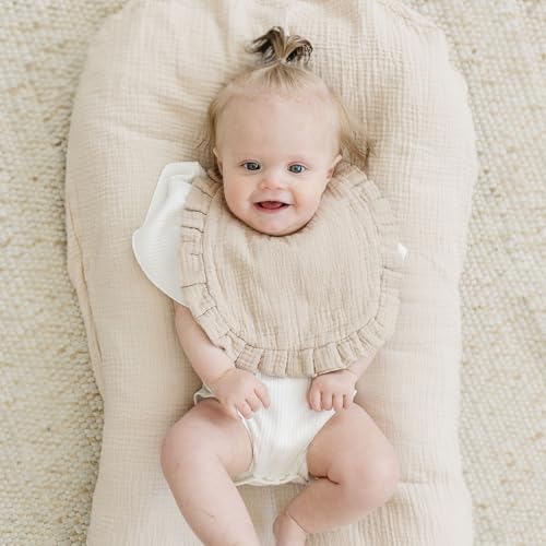 MairMore Baby Muslin Bibs Bandana Drool Bibs for Unisex Boys & Girls, Soft and Absorbent Cotton Teething Drooling Bib Set for Newborn Toddler - color: Caramel