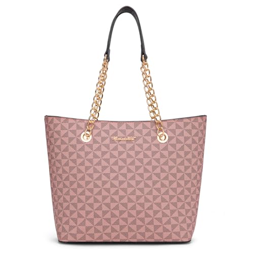 Montana West Tote Bag for Women Chain Top-handle Handbags - color: Pink