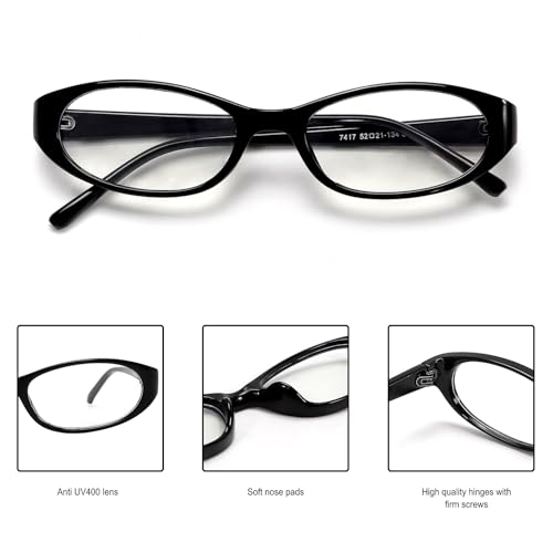 GUVIVI Retro Oval Sunglasses for Women 2026 90s Small Chic Cat Eye Sun Glasses Sunnies Lightweight Shades - color: Black Frame - Blue Light Block Lens